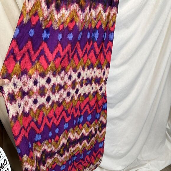 Boho Western XXL‎ 2XL Sleeveless Chevron Print Multicolor Maxi Dress Beach - Picture 4 of 10